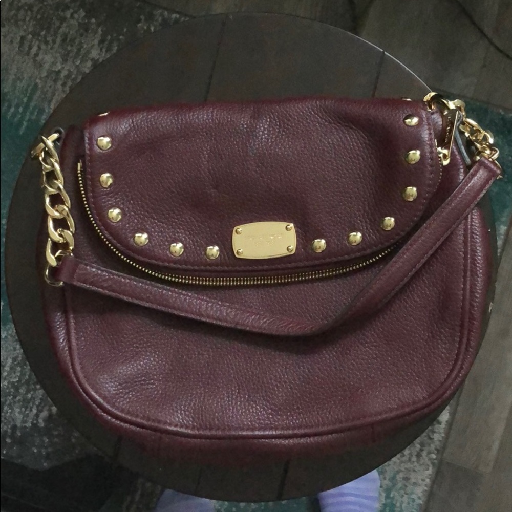 Michael Kors wine colored leather bag. Like new